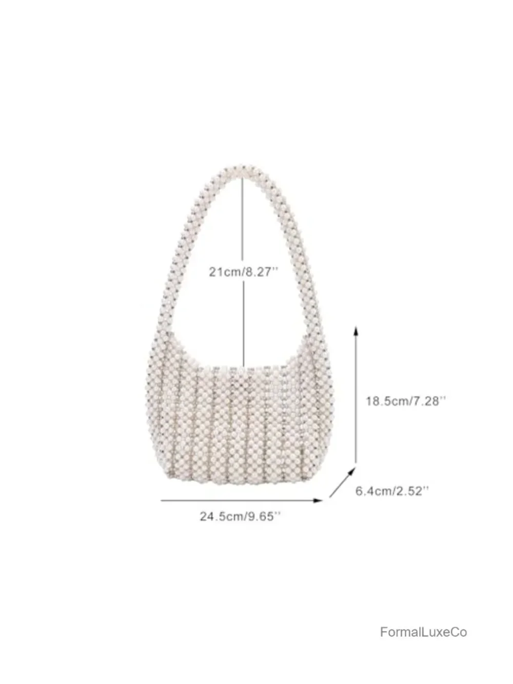 Beaded Pearl Shoulder Bag Hobo Tote Magnetic Closure Evening Party Handbag